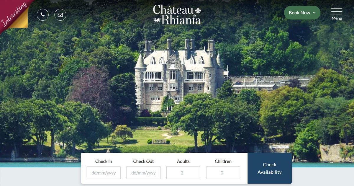 New Six Ticks Website for Luxury Hotel Chateau Rhianfa